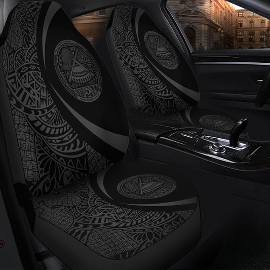 American Samoa Car Seat Covers Lauhala Gray Circle Style