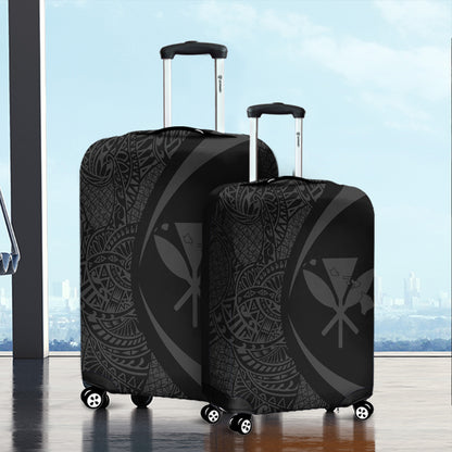 Hawaii Luggage Cover Kanaka Maoli Hawaiian Map Lauhala Gray Circle