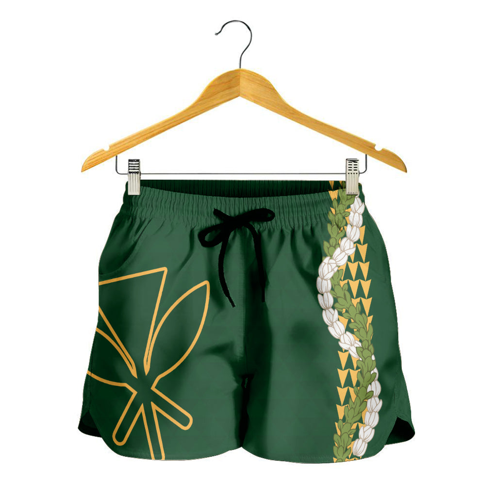 Hawaii Women Shorts Kanaka Maoli Puakenikeni Maile Flower Lei
