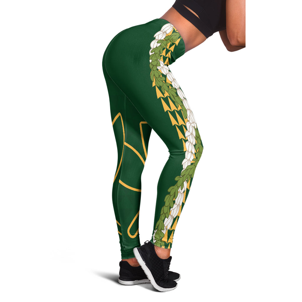 Hawaii Legging Kanaka Maoli Puakenikeni Maile Flower Lei