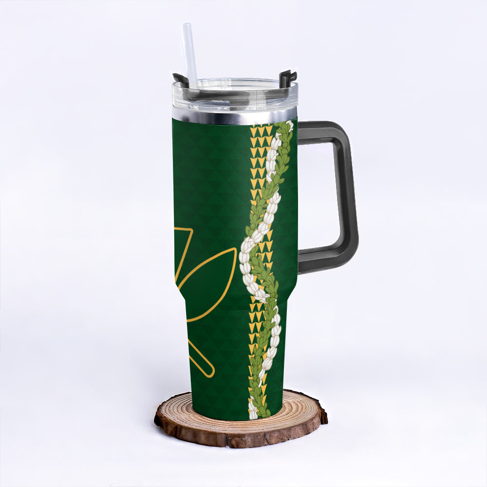 Hawaii 40oz Tumbler Kanaka Maoli Puakenikeni Maile Flower Lei