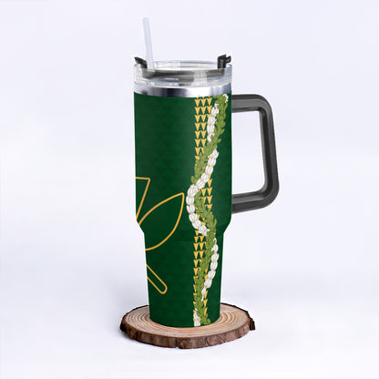Hawaii 40oz Tumbler Kanaka Maoli Puakenikeni Maile Flower Lei