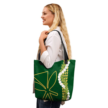 Hawaii Tote Bag Kanaka Maoli Puakenikeni Maile Flower Lei