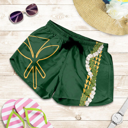 Hawaii Women Shorts Kanaka Maoli Puakenikeni Maile Flower Lei