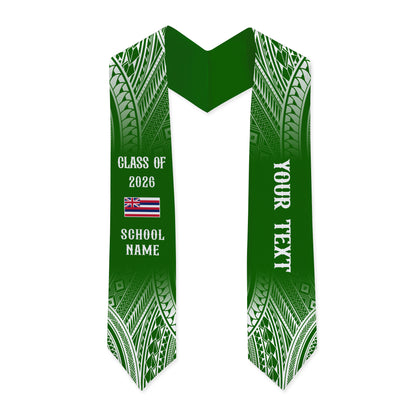 Hawaii Graduation Stole Custom 2026 Polynesian Tribal Blue Hawaiian Flag