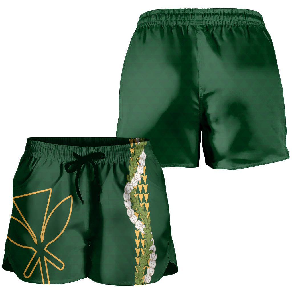 Hawaii Women Shorts Kanaka Maoli Puakenikeni Maile Flower Lei
