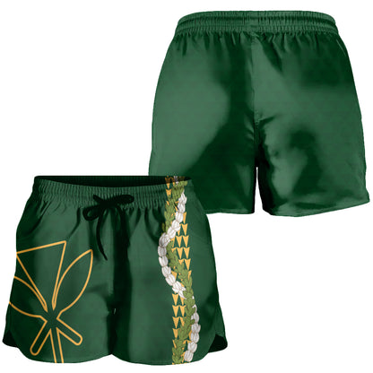 Hawaii Women Shorts Kanaka Maoli Puakenikeni Maile Flower Lei