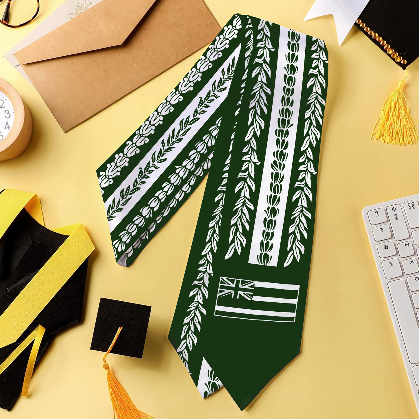 Hawaii Graduation Stole Aloha Flag With Flower Lie Beautiful Ver.1