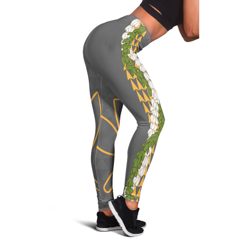 Hawaii Legging Kanaka Maoli Puakenikeni Maile Flower Lei