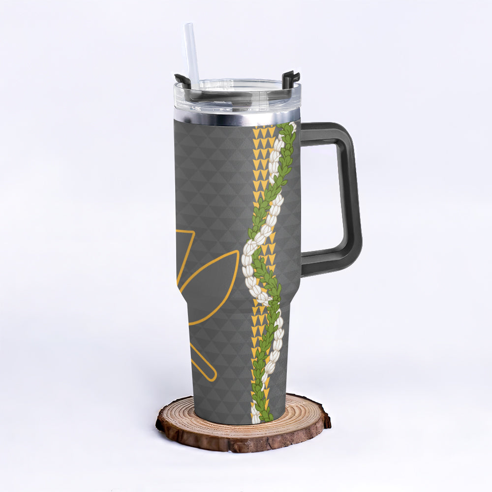 Hawaii 40oz Tumbler Kanaka Maoli Puakenikeni Maile Flower Lei