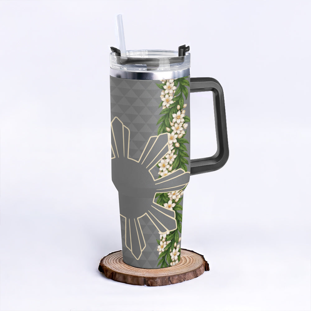 Philippines Filipinos 40oz Tumbler Sampaguita Flower Sun Pattern Island Style