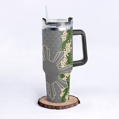 Philippines Filipinos 40oz Tumbler Sampaguita Flower Sun Pattern Island Style