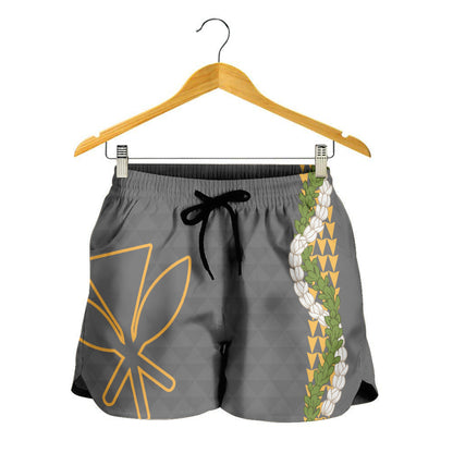 Hawaii Women Shorts Kanaka Maoli Puakenikeni Maile Flower Lei