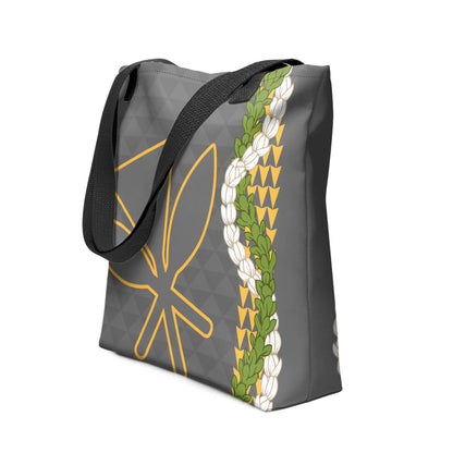 Hawaii Tote Bag Kanaka Maoli Puakenikeni Maile Flower Lei