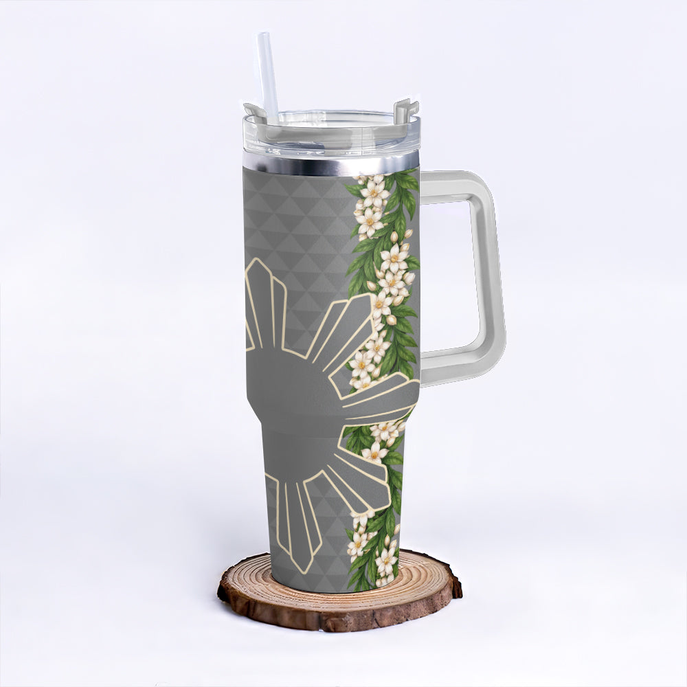 Philippines Filipinos 40oz Tumbler Sampaguita Flower Sun Pattern Island Style