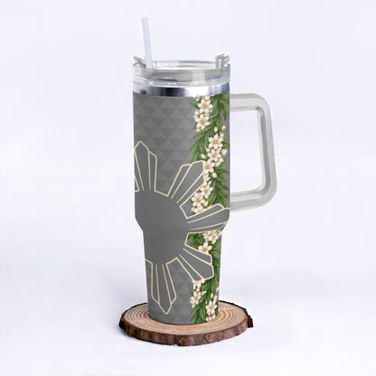 Philippines Filipinos 40oz Tumbler Sampaguita Flower Sun Pattern Island Style