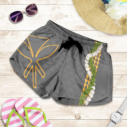 Hawaii Women Shorts Kanaka Maoli Puakenikeni Maile Flower Lei