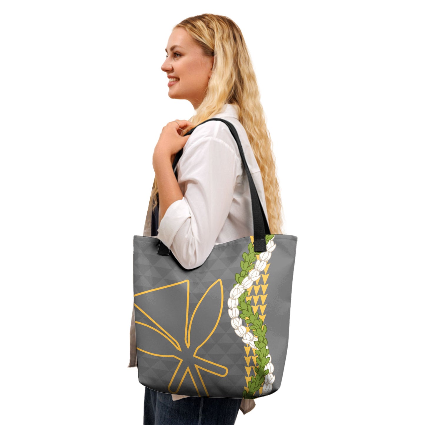 Hawaii Tote Bag Kanaka Maoli Puakenikeni Maile Flower Lei