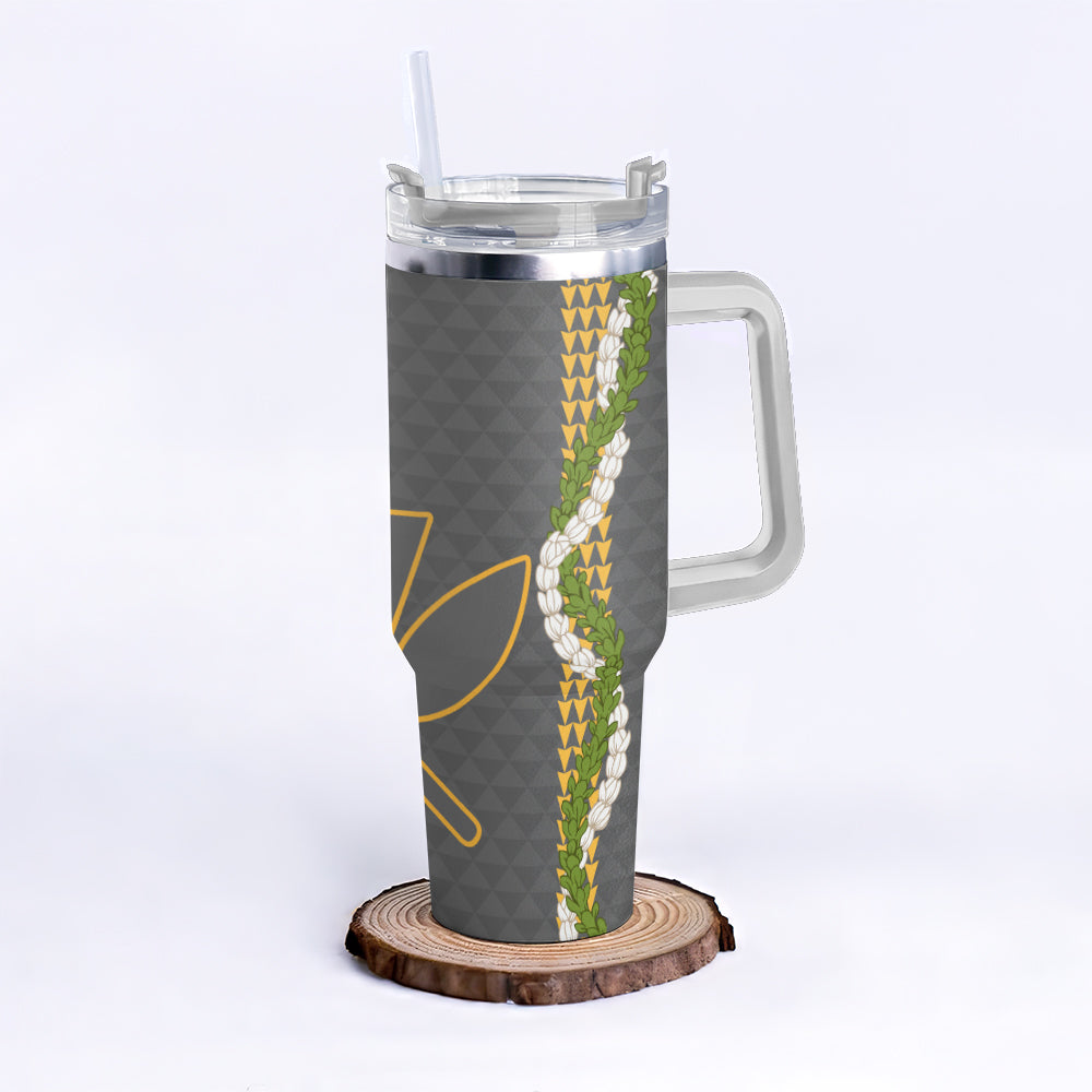 Hawaii 40oz Tumbler Kanaka Maoli Puakenikeni Maile Flower Lei