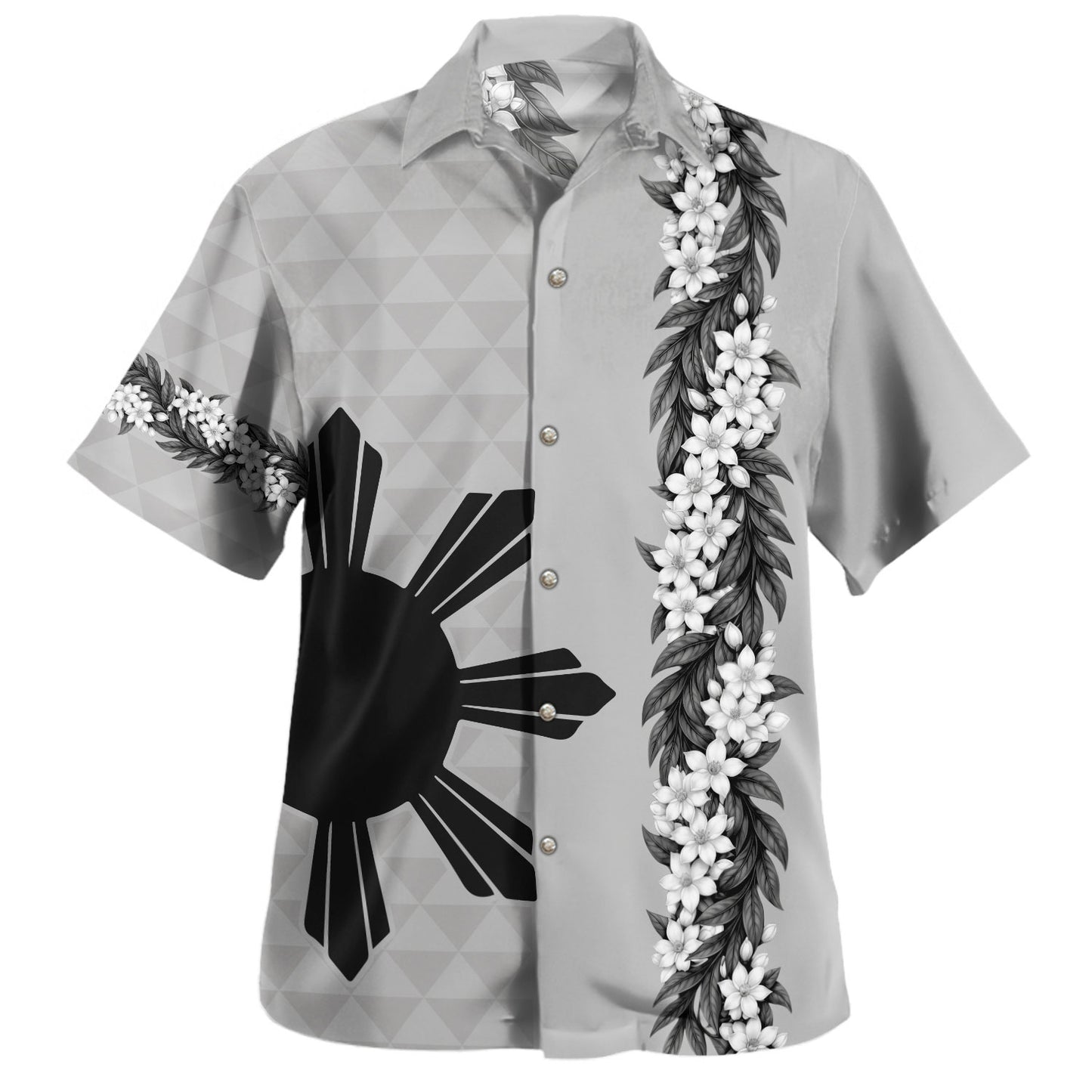 Philippines Filipinos Hawaiian Shirt Sampaguita Flower Sun Pattern Island Style Ver.1