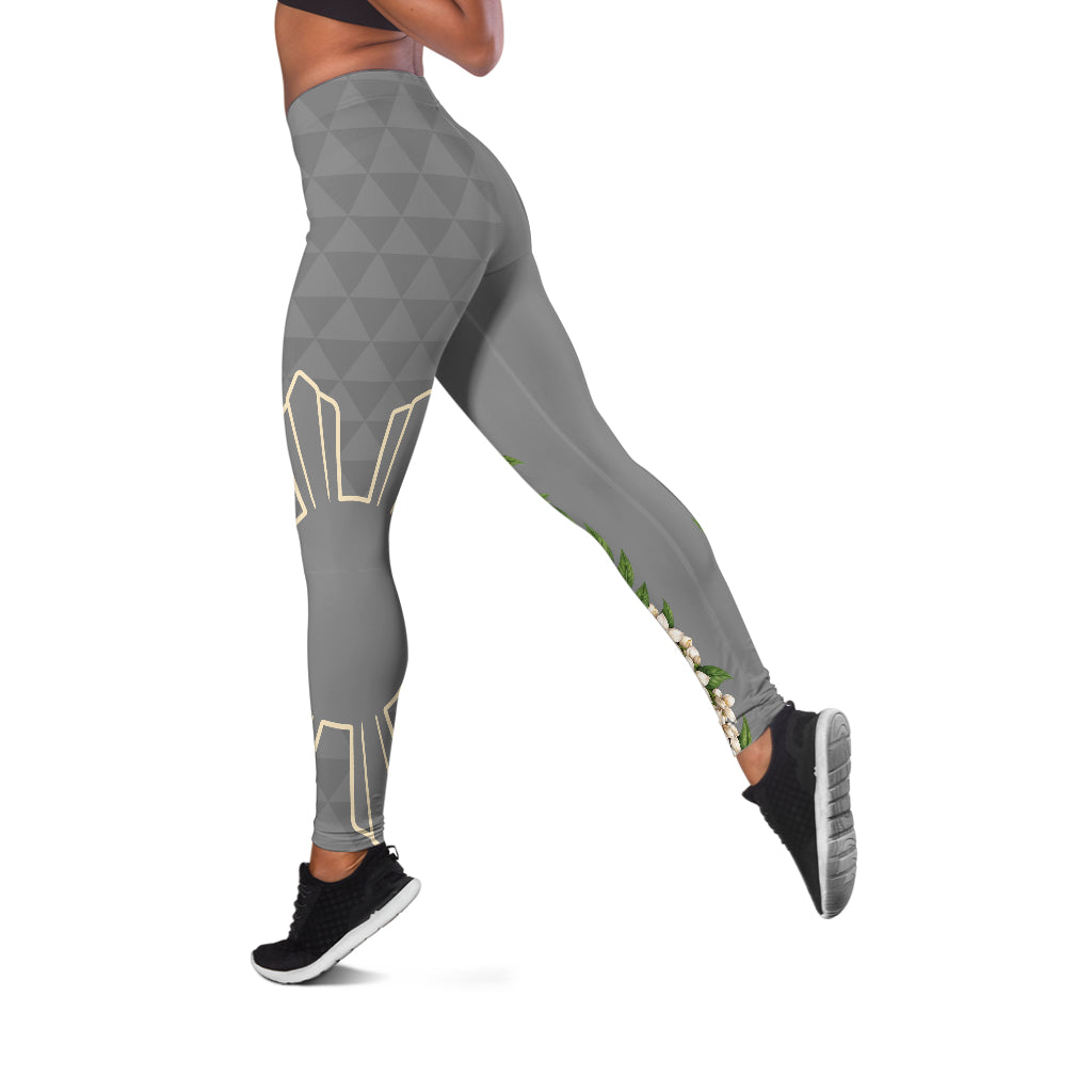 Philippines Filipinos Legging Sampaguita Flower Sun Pattern Island Style