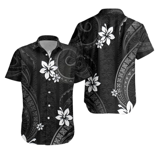 CUSTOM Short Sleeve Shirt Philippines White Hibiscus Flowers Tribal Pattern