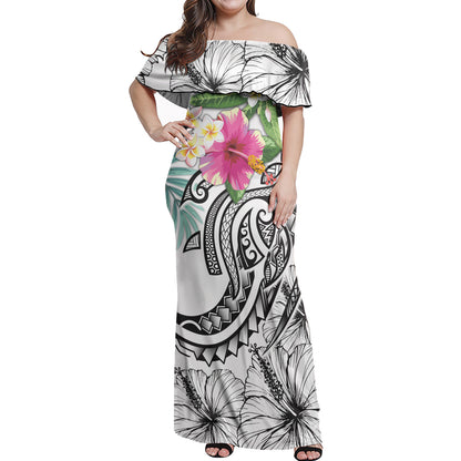 Polynesia Combo Dress And Shirt Summer Plumeria White