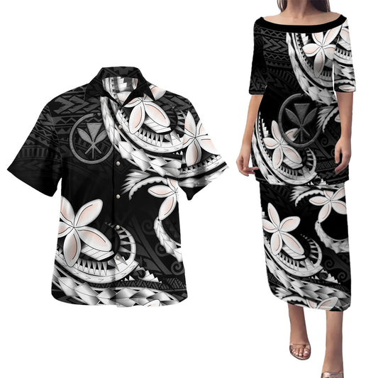 Hawaii Kanaka Maoli Combo Puletasi And Shirt Polynesian Patterns Plumeria Flowers Special Style