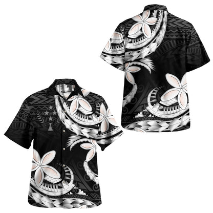 Kosrae Combo Off Shoulder Long Dress And Shirt Polynesian Patterns Plumeria Flowers Special Style