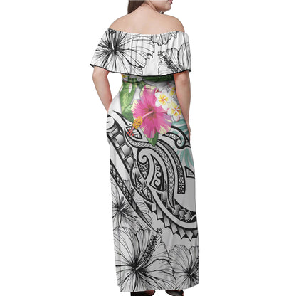 Samoa Off Shoulder Long Dress Summer Plumeria