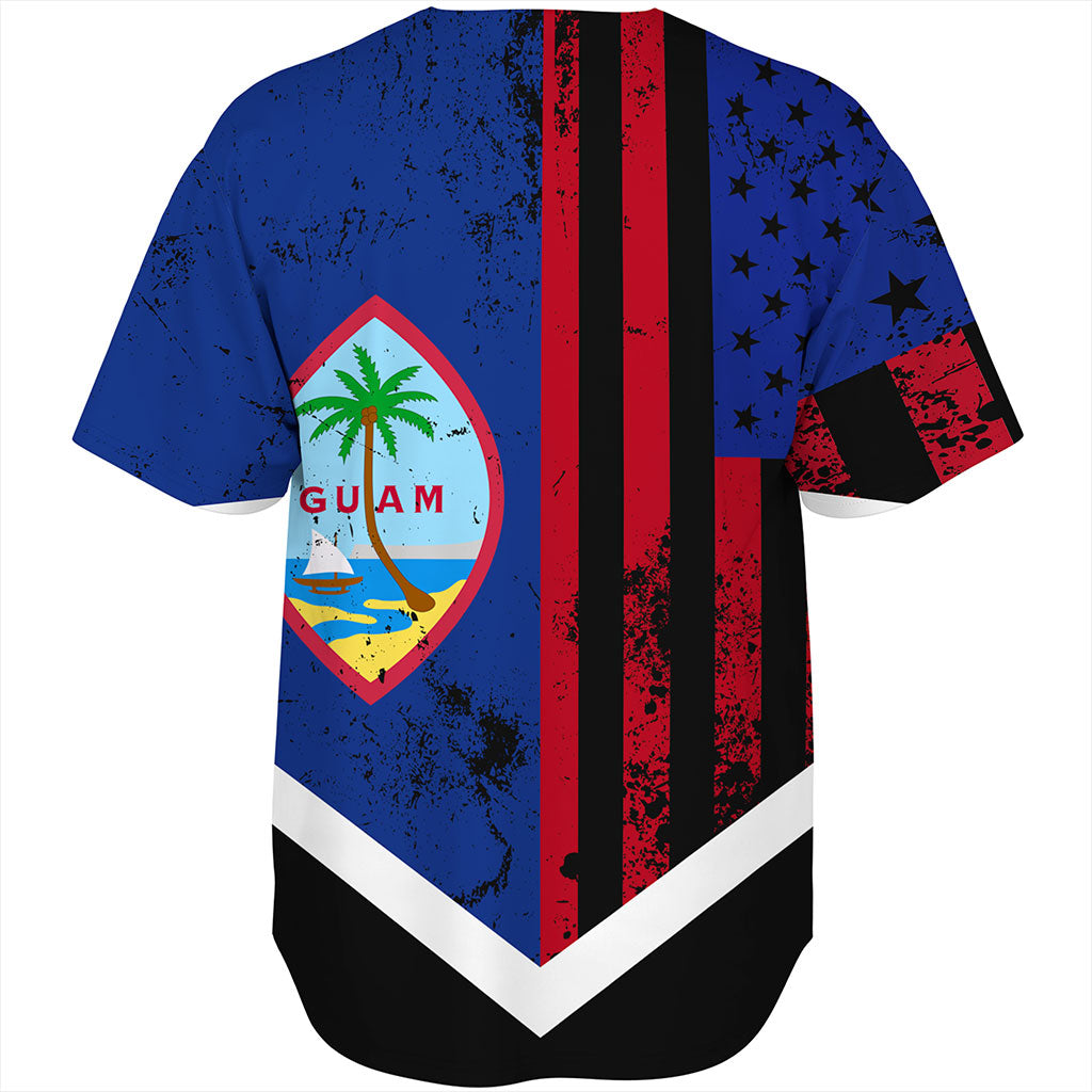 Guam Baseball Shirt Flag And American Half Concept Brush Style
