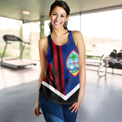 Guam Women Tank Flag And American Half Concept Brush Style