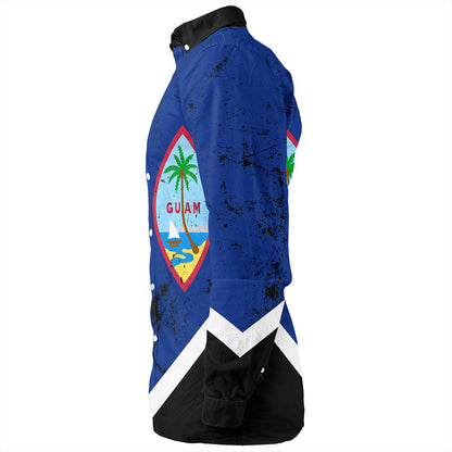 Guam Long Sleeve Shirt Flag And American Half Concept Brush Style
