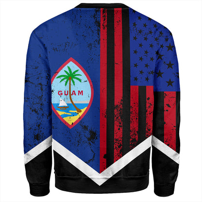 Guam Sweatshirt Flag And American Half Concept Brush Style
