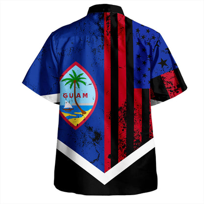 Guam Hawaiian Shirt Flag And American Half Concept Brush Style