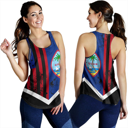 Guam Women Tank Flag And American Half Concept Brush Style