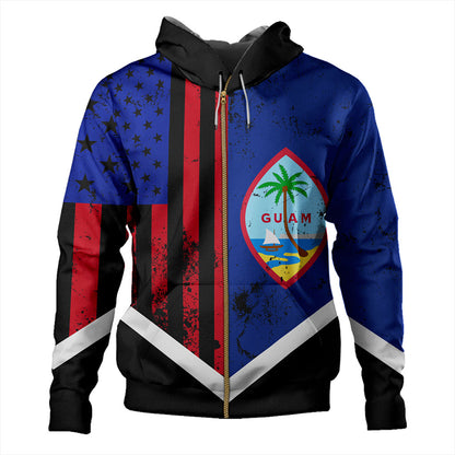 Guam Hoodie Flag And American Half Concept Brush Style