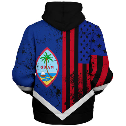 Guam Sherpa Hoodie Flag And American Half Concept Brush Style