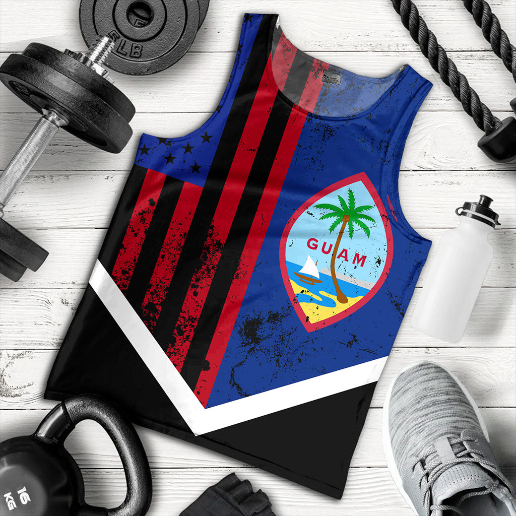 Guam Tank Top Flag And American Half Concept Brush Style