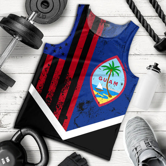 Guam Tank Top Flag And American Half Concept Brush Style