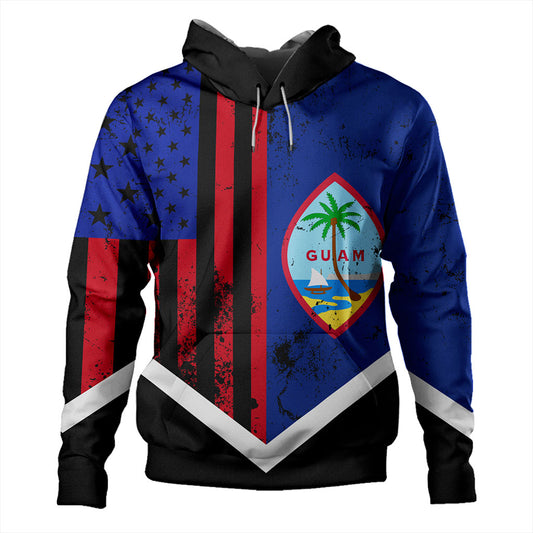 Guam Hoodie Flag And American Half Concept Brush Style
