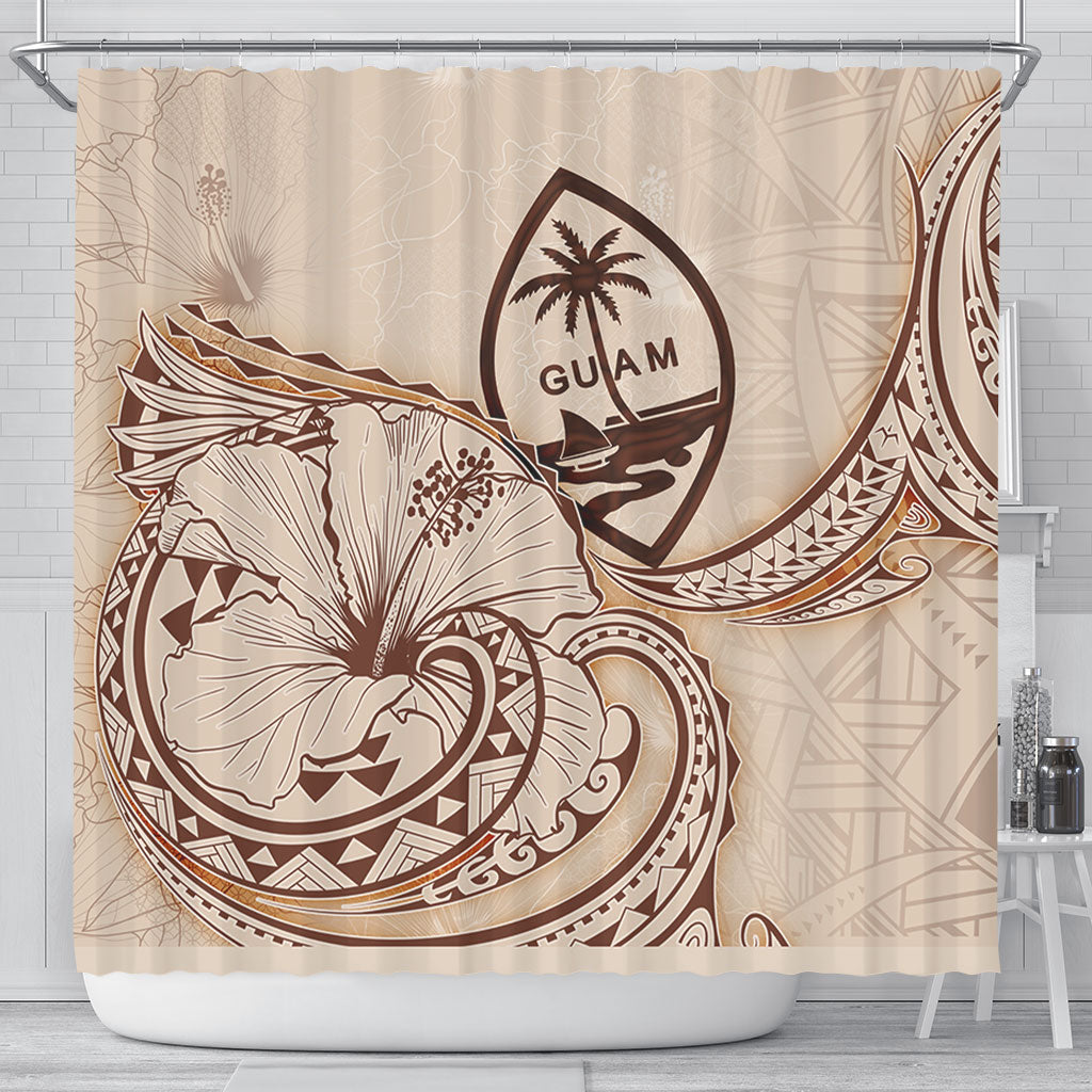 Guam Shower Curtain Hibiscus Flower Vintage Style