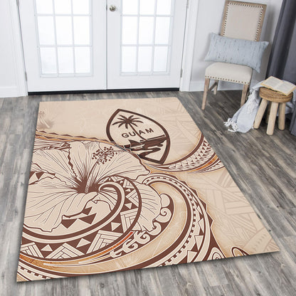 Guam Area Rug Hibiscus Flower Vintage Style