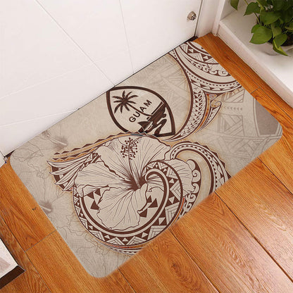 Guam Door Mat Hibiscus Flower Vintage Style