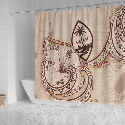 Guam Shower Curtain Hibiscus Flower Vintage Style