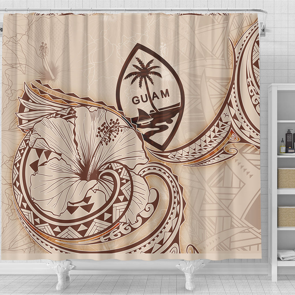 Guam Shower Curtain Hibiscus Flower Vintage Style