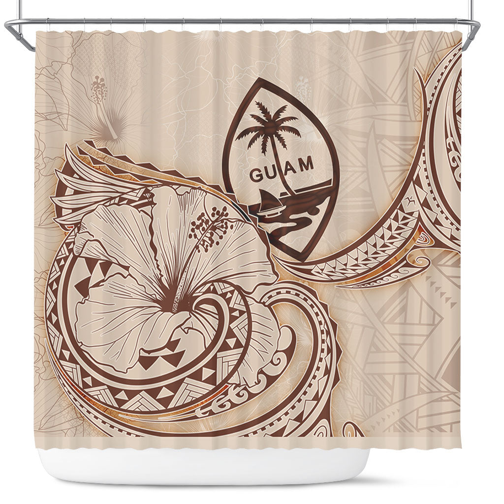 Guam Shower Curtain Hibiscus Flower Vintage Style
