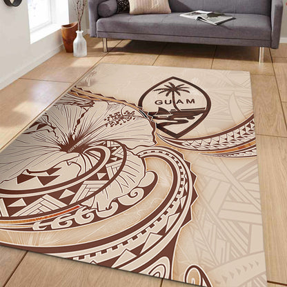 Guam Area Rug Hibiscus Flower Vintage Style