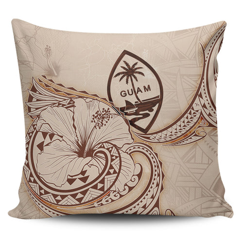 Guam Pillow Cover Hibiscus Flower Vintage Style