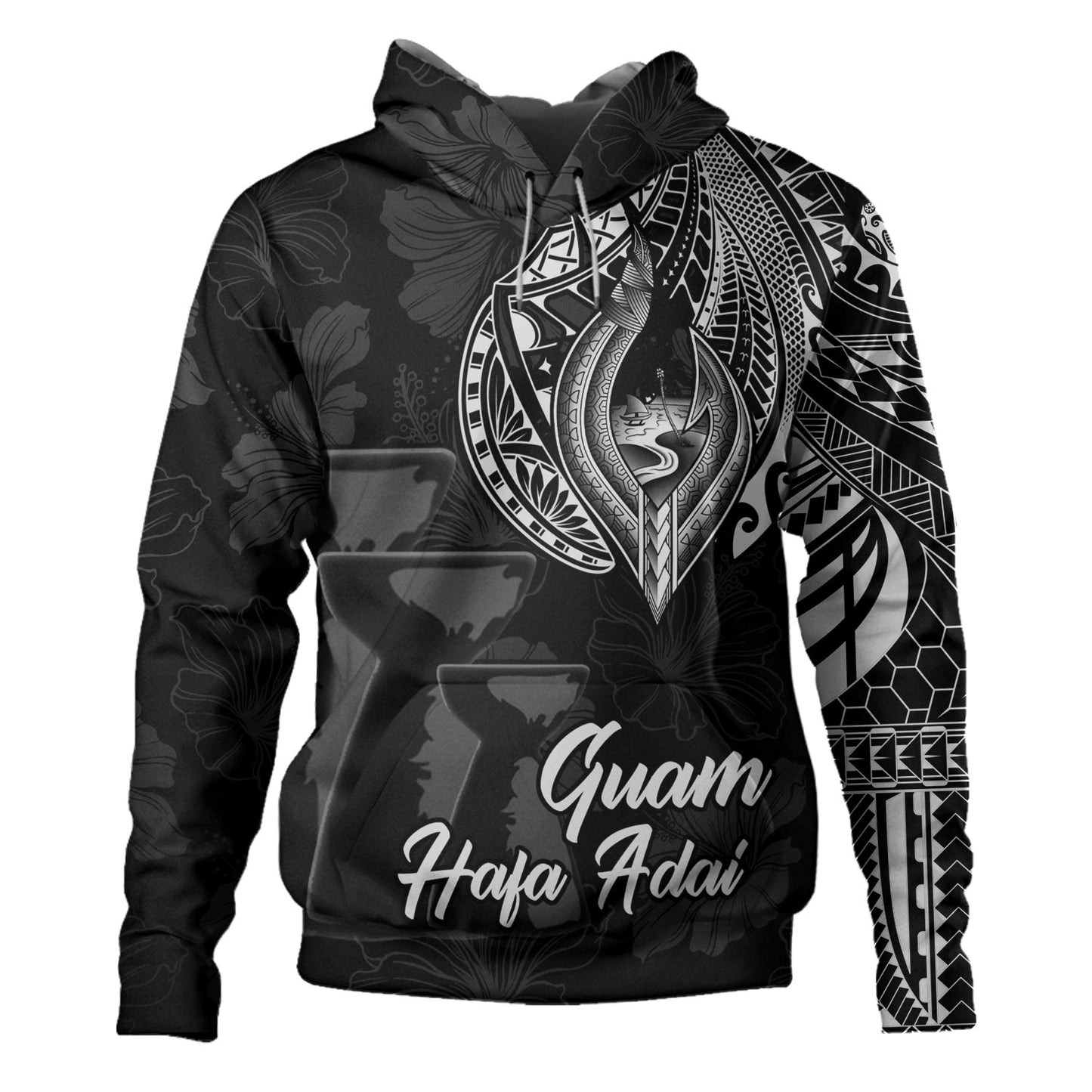 Guam Hoodie Hafa Adai Guam Seal Half Sleeve Tattoo